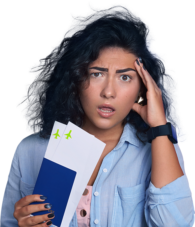 Mulher com problemas de voo